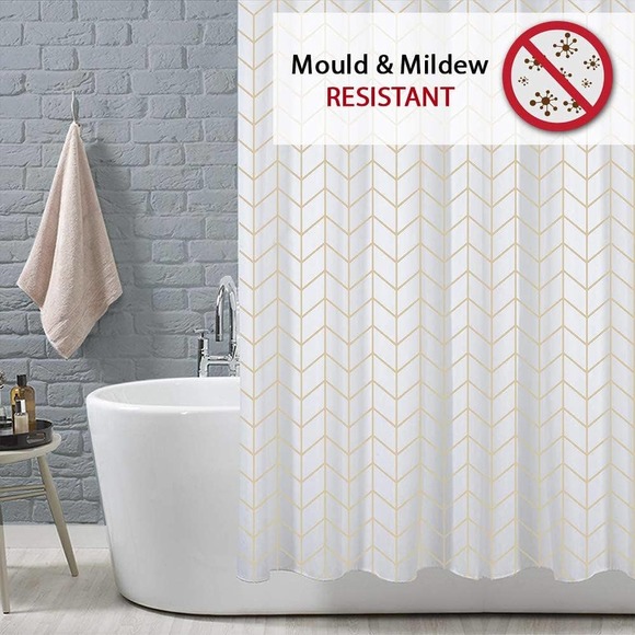 NIB Shower Curtain Mold- Mildew Resistant 71 x 71 Herringbone pattern - Picture 5 of 6